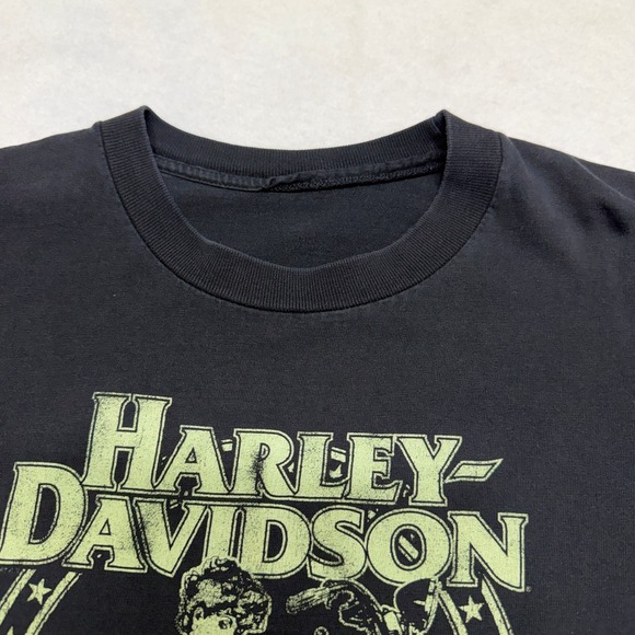 Harley Davidson Shirt Mens XL Black Pinup Girl Biker Visalia CA Motorcycle - Picture 3 of 16